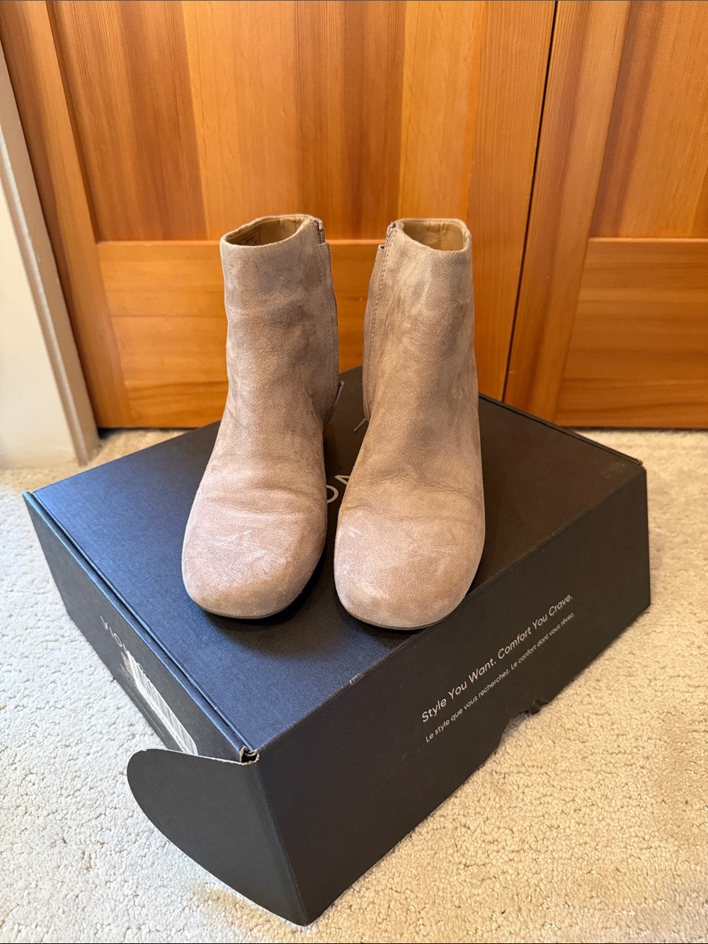 Vionic Taupe Suede Ankle Booties